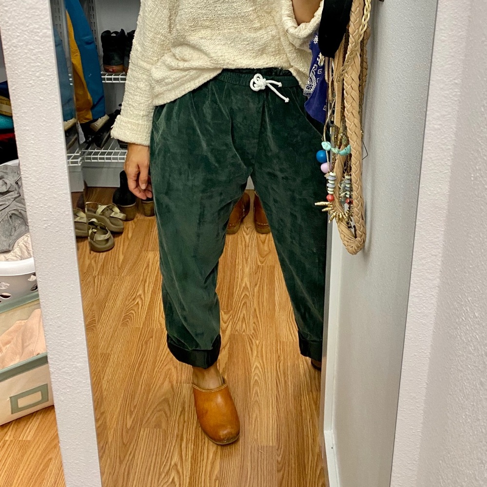 Green Velvet Joggers - Picture 2 of 9